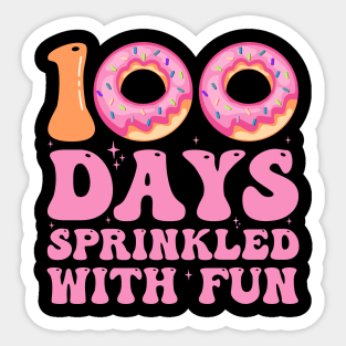 100 Days Sprinkled With Fun - Cute Cupcake Donuts 100th Day of School Girl Shirt Sticker